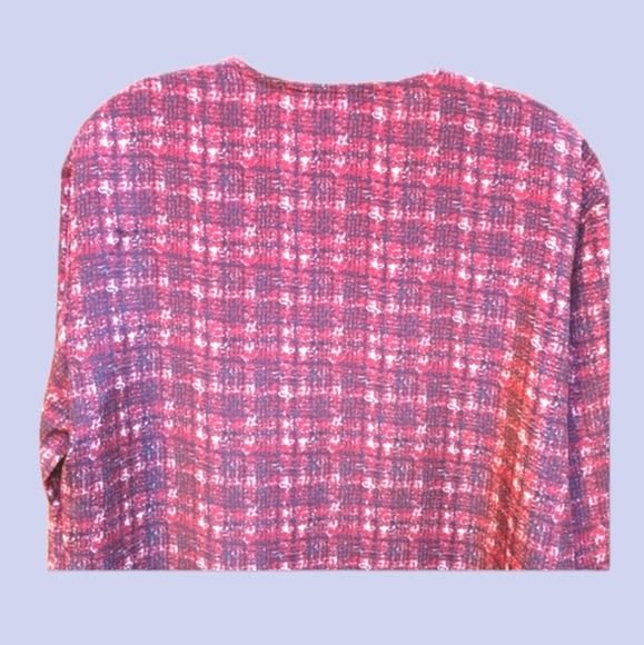 Anna Kriste V-Neck Plaid Blouse Long Sleeves Plunging Vneck Button Down Front - Picture 4 of 9